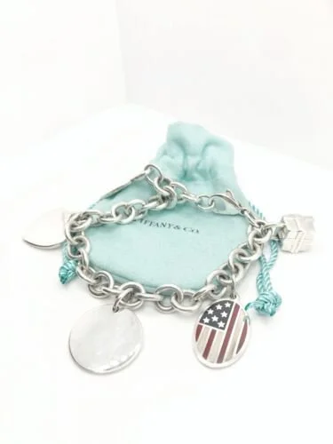 Tiffany & Co. SS Return To Tiffany American Flag Charm Bracelet